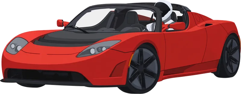 Illustration of Starman in the red 2008 Roadster
